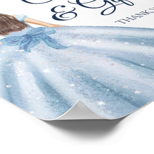 Dusty Blue Dress Quinceañera Cards & Geschenke Poster (Ecke)