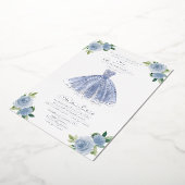 Dusty Blue Dress Quinceanera Folieneinladung (Gedreht)