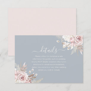 Dusty Blue Dusty Rose Blush Elfenbeinhochzeit Deta Begleitkarte