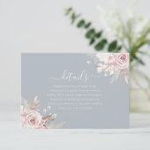 Dusty Blue Dusty Rose Blush Ivory Wedding Details Begleitkarte (Stehend Vorderseite)
