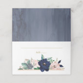 Dusty Blue Dusty Rose Gold Wasserfarben Platzkarte (Außenseite Aufgefaltet)