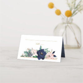 Dusty Blue Dusty Rose Gold Wasserfarben Platzkarte