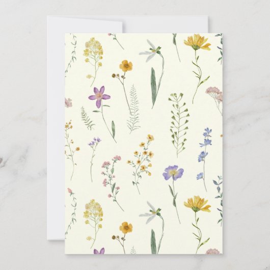 Dusty Blue eine kleine Wildblume Babydusche Einladung (Rückseite)