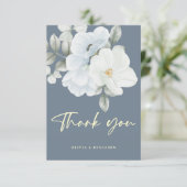 Dusty Blue Einfach Elegante Blumenzwiebeln Dankeskarte (Stehend Vorderseite)