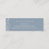 Dusty Blue einfach floral Mini Visitenkarte (Rückseite)