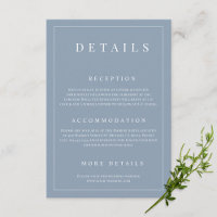 Dusty Blue einfache formelle Hochzeitdetails