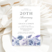 Dusty Blue Elegance 20. Hochzeitstag Einladung