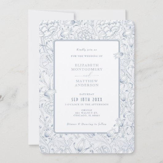 Dusty Blue Elegance Einladung (Vorderseite)