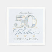Dusty Blue Elegant 50 & Fabulous Birthday Serviette (Vorderseite)