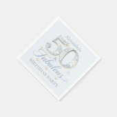 Dusty Blue Elegant 50 & Fabulous Birthday Serviette (Ecke)