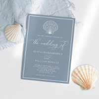 Dusty Blue Elegant Beach Seashell Wedding