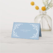 Dusty Blue Elegant Blank Tischnummer Platzkarte (Rückseite)