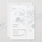 Dusty Blue Elegant Blumenhochzeit rettet das Datum Save The Date (Vorderseite)