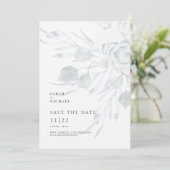 Dusty Blue Elegant Blumenhochzeit rettet das Datum Save The Date (Stehend Vorderseite)