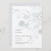 Dusty Blue Elegant Blumenhochzeit rettet das Datum Save The Date (Vorne/Hinten)