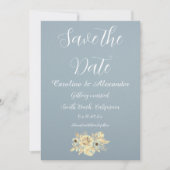 Dusty Blue Elegant Boho Einfache Extravagante Hoch Save The Date (Vorderseite)