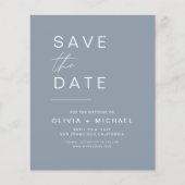 Dusty Blue Elegant Boho Save the Date Minimalistis Flyer (Vorne)