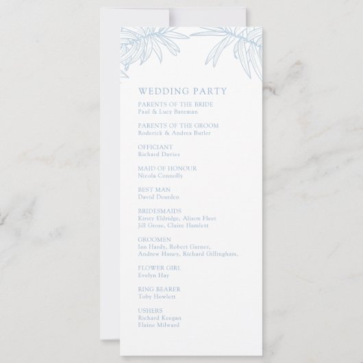 Dusty Blue Elegant Botanical Wedding Program (Rückseite)