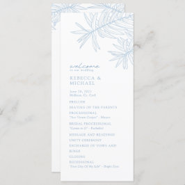 Dusty Blue Elegant Botanical Wedding Program