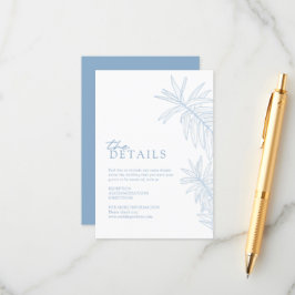 Dusty Blue Elegant Botanische Blätter Details Begleitkarte