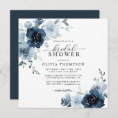 Dusty Blue Elegant Botanisches Brautparty der Mari Einladung (Vorne/Hinten)