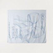 Dusty Blue Elegant Bow Brautparty Begrüßungszeiche Wandteppich (Vorderseite (Horizontal))