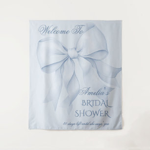 Dusty Blue Elegant Bow Brautparty Begrüßungszeiche Wandteppich