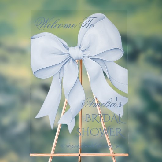 Dusty Blue Elegant Bow Brautparty Willkommen Acrylschild (Neutral)