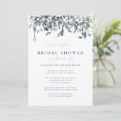 Dusty Blue Elegant Brautparty Einladung (Stehend Vorderseite)