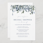 Dusty Blue Elegant Brautparty Einladung (Vorne/Hinten)