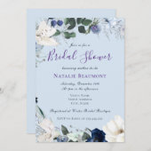 Dusty Blue Elegant Brautparty Einladung (Vorne/Hinten)
