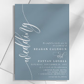 Dusty Blue Elegant Calligraphy Script Wedding Einladung