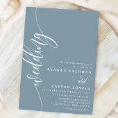 Dusty Blue Elegant Calligraphy Script Wedding Einladung