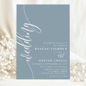 Dusty Blue Elegant Calligraphy Script Wedding Einladung