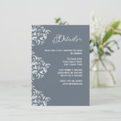 Dusty Blue Elegant Calligraphy Wedding Details Begleitkarte (Stehend Vorderseite)