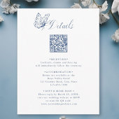 Dusty Blue Elegant Calligraphy Wedding Details Begleitkarte