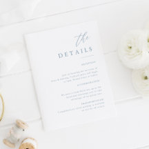 Dusty Blue Elegant Calligraphy Wedding Details
