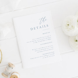 Dusty Blue Elegant Calligraphy Wedding Details Begleitkarte