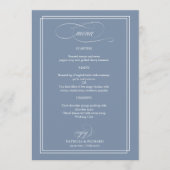 Dusty Blue Elegant Calligraphy Wedding Menu Menükarte (Vorderseite)