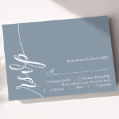 Dusty Blue Elegant Calligraphy Wedding RSVP Card