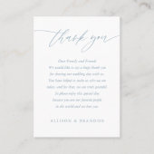 Dusty Blue Elegant Calligraphy Wedding Vielen Dank Platzkarte (Vorderseite)