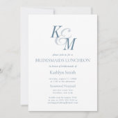 Dusty Blue Elegant Classic Bridesmaids Luncheon Einladung (Vorderseite)