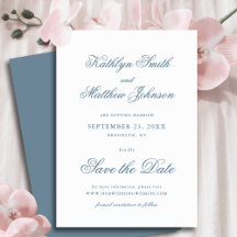 Dusty Blue Elegant Classic Calligraphy Wedding
