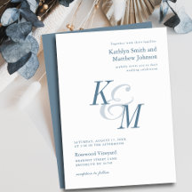 Dusty Blue Elegant Classic Monogram Wedding