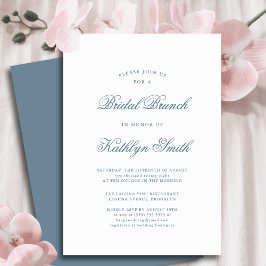 Dusty Blue Elegant Classic Script Bridal Brunch Einladung
