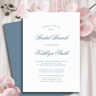 Dusty Blue Elegant Classic Script Bridal Brunch Einladung