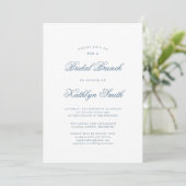 Dusty Blue Elegant Classic Script Bridal Brunch Einladung (Stehend Vorderseite)