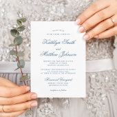 Dusty Blue Elegant Classic Script Wedding Einladung