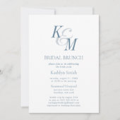 Dusty Blue Elegant Classic Simple Bridal Brunch Einladung (Vorderseite)