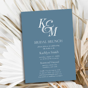 Dusty Blue Elegant Classic Simple Bridal Brunch Einladung